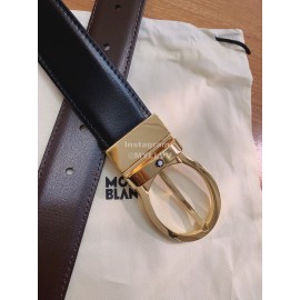 Montblanc Black Calf Leather Gold Pure Copper Pin Buckle 32mm Belt
