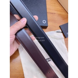 Montblanc Black Calf Leather Gold Pure Copper Pin Buckle 32mm Belt