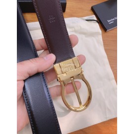 Montblanc Black Calf Leather Gold Pure Copper Pin Buckle 32mm Belt