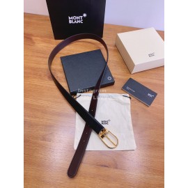 Montblanc Black Calf Leather Gold Pure Copper Pin Buckle 30mm Belt