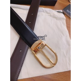 Montblanc Black Calf Leather Gold Pure Copper Pin Buckle 30mm Belt