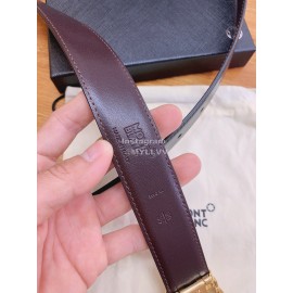 Montblanc Black Calf Leather Gold Pure Copper Pin Buckle 30mm Belt