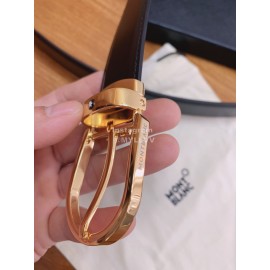 Montblanc Black Calf Leather Gold Pure Copper Pin Buckle 30mm Belt