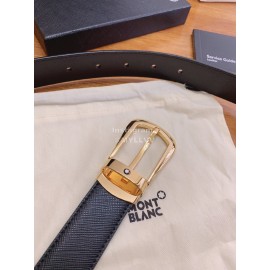 Montblanc Calf Leather Gold Pure Copper Pin Buckle 30mm Black Belt