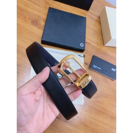 Montblanc Calf Leather Gold Pure Copper Pin Buckle 30mm Black Belt