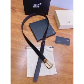 Montblanc Calf Leather Gold Pure Copper Pin Buckle 30mm Black Belt