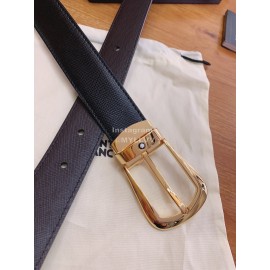 Montblanc Calf Leather Gold Pure Copper Pin Buckle 30mm Black Belt