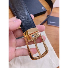 Montblanc Calf Leather Gold Pure Copper Pin Buckle 30mm Black Belt