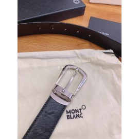 Montblanc Calf Leather Silver Pure Copper Pin Buckle 30mm Black Belt