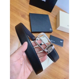 Montblanc Calf Leather Silver Pure Copper Pin Buckle 30mm Black Belt