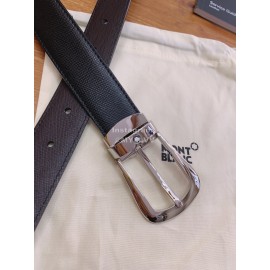 Montblanc Calf Leather Silver Pure Copper Pin Buckle 30mm Black Belt