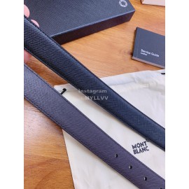 Montblanc Calf Leather Silver Pure Copper Pin Buckle 30mm Black Belt