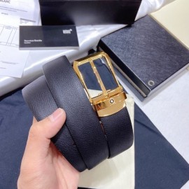Montblanc Calf Leather Gold Pin Buckle 34mm Belt For Men