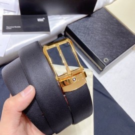 Montblanc Calf Leather Gold Pin Buckle 34mm Belt For Men