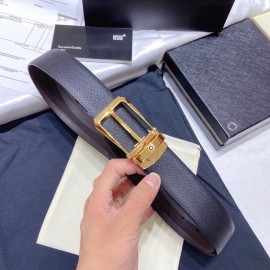 Montblanc Calf Leather Gold Pin Buckle 34mm Belt For Men