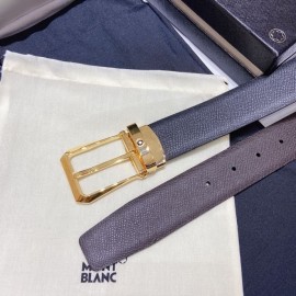 Montblanc Calf Leather Gold Pin Buckle 34mm Belt For Men