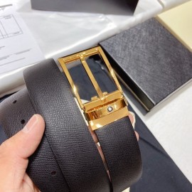 Montblanc New Calf Leather Gold Pin Buckle 34mm Belt 