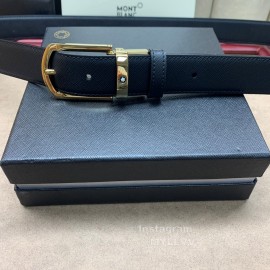Montblanc New Calf Leather Gold Pin Buckle 30mm Belt
