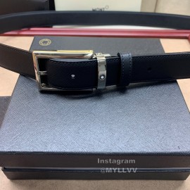 Montblanc New Calf Leather Gun Color Pin Buckle 30mm Belt For Men