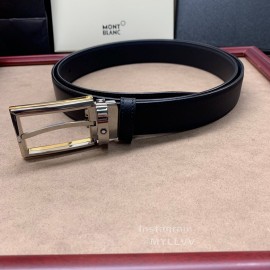 Montblanc New Calf Leather Gun Color Pin Buckle 30mm Belt For Men
