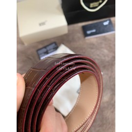 Montblanc Calf Leather Pure Copper Buckle 32mm Belt Wine Red