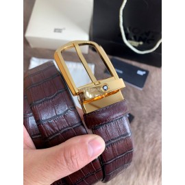 Montblanc Calf Leather Pure Copper Pin Buckle 35mm Belt Wine Red