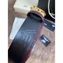 Montblanc Calf Leather Pure Copper Pin Buckle 35mm Belt Wine Red