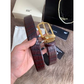 Montblanc Calf Leather Pure Copper Pin Buckle 35mm Belt Wine Red