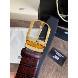 Montblanc Calf Leather Pure Copper Pin Buckle 35mm Belt Wine Red