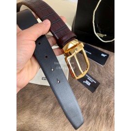 Montblanc Calf Leather Pure Copper Pin Buckle 35mm Belt Wine Red