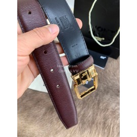 Montblanc Calf Leather Pure Copper Gold Pin Buckle 35mm Belt Wine Red