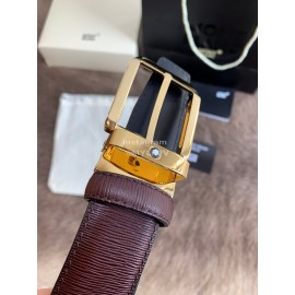 Montblanc Calf Leather Pure Copper Gold Pin Buckle 35mm Belt Wine Red