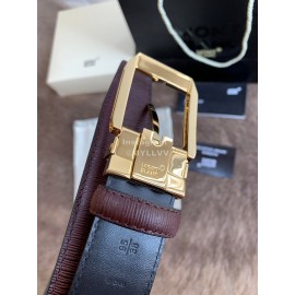 Montblanc Calf Leather Pure Copper Gold Pin Buckle 35mm Belt Wine Red