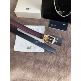 Montblanc Calf Leather Pure Copper Gold Pin Buckle 35mm Belt Wine Red