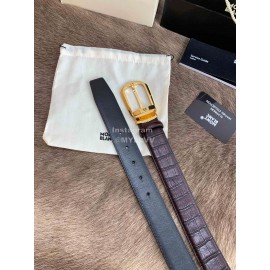 Montblanc New Calf Leather Pure Copper Pin Buckle 35mm Belt Wine Red