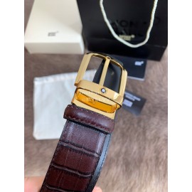 Montblanc New Calf Leather Pure Copper Pin Buckle 35mm Belt Wine Red