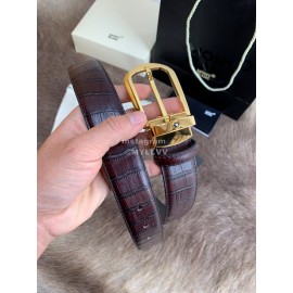 Montblanc New Calf Leather Pure Copper Pin Buckle 35mm Belt Wine Red