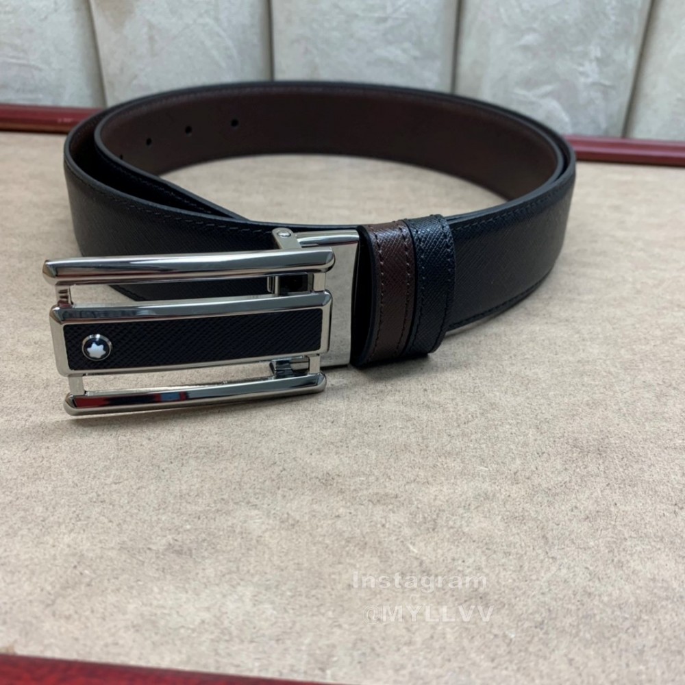Montblanc Black Calf Leather Pure Copper Buckle 30mm Belt