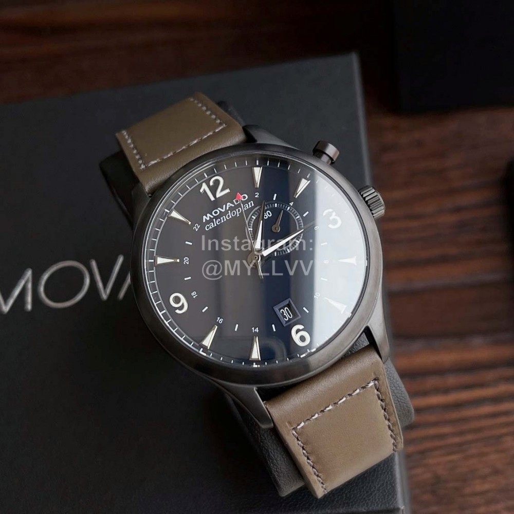 Movado 44mm Dial Sapphire Crystal Watch Brown