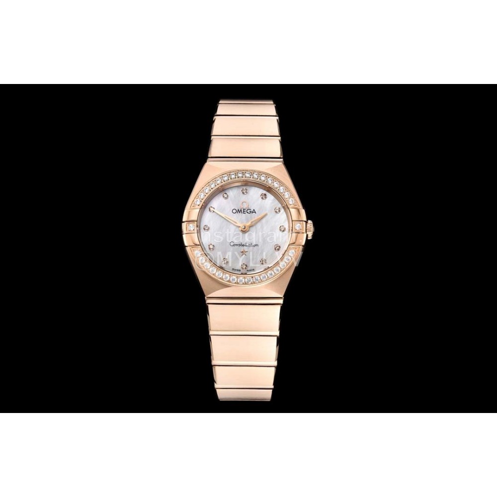 Omega G Factory Diamond 25mm White Dial Quartz Watch For Women