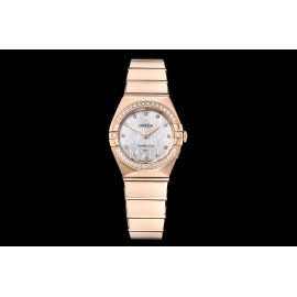 Omega G Factory Diamond 25mm White Dial Quartz Watch For Women
