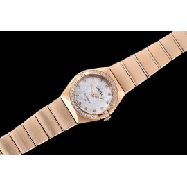 Omega G Factory Diamond 25mm White Dial Quartz Watch For Women