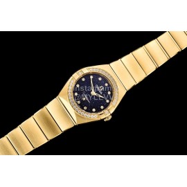 Omega G Factory 25mm Black Dial Quartz Watch For Women Gold