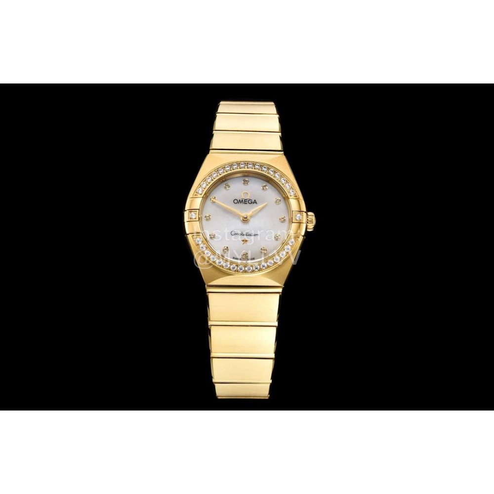 Omega G Factory 25mm White Dial Quartz Watch For Women Gold