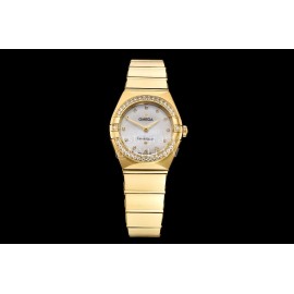 Omega G Factory 25mm White Dial Quartz Watch For Women Gold