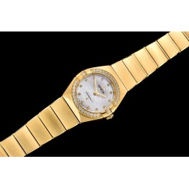 Omega G Factory 25mm White Dial Quartz Watch For Women Gold