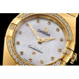 Omega G Factory 25mm White Dial Quartz Watch For Women Gold