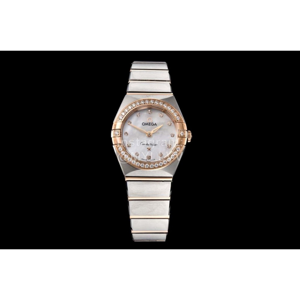 Omega G Factory 25mm White Dial Quartz Watch For Women Silver