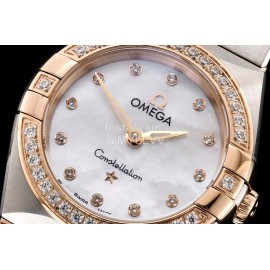 Omega G Factory 25mm White Dial Quartz Watch For Women Silver