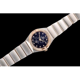 Omega G Factory 25mm Black Dial Quartz Watch For Women Silver